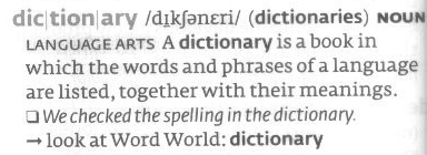 Nº 13 Ano 10 2011 Estudos (5) p. 17 Fig. 9 Verbete para a entrada dictionary e seu respectivo Word World.