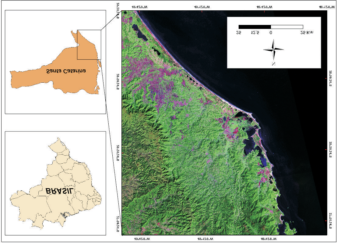 Braz. J. Aquat. Sci. Technol., 2008, 12(2):91-114. Figura 1 - Localização geográfica da área de estudo. numeração foi obtida através do Atlas de Santa Catarina (GAPLAN, 1986).