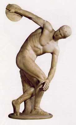 "O discóbolo, estátua conhecida através de várias cópias romanas (.
