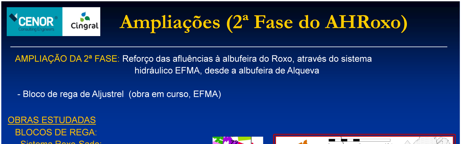 Ampliações (2ª Fase do AHRoxo AHRoxo)) AMPLIAÇÃO DA 2ª FASE: Reforço das afluências à albufeira do Roxo, através do sistema hidráulico EFMA, desde a