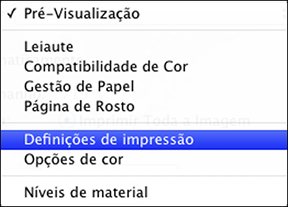 6. Selecione as opções de configuração de página: Tamanho do Papel e Orientação. Observação: Caso não veja essas configurações na janela de impressão, verifique-as no aplicativo antes de imprimir.