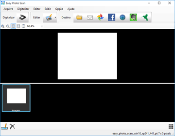 Você verá uma janela como esta: 3. Clique no ícone Digitalizar. O seu programa de digitalização se abre. 4. Clique em Digitalizar na janela que aparece para digitalizar o seu original.