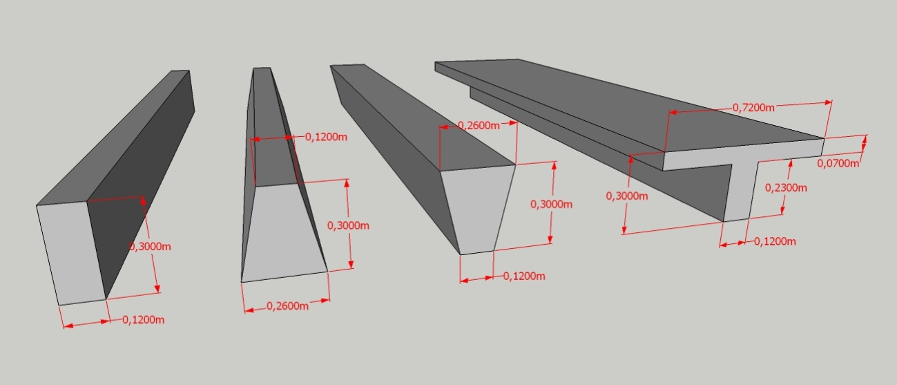 3 Figura 1: Detalhamento das seções transversais. A resistência característica do concreto utilizado foi de 25 MPa.