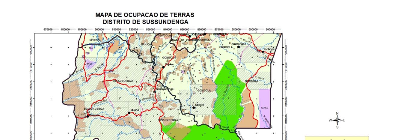 3. RESULTADOS 3.1 Distrito de Sussudenga A equipe trabalhou no distrito de Sussundega com o Técnico de Geografia e Cadastro afecto ao distrito.