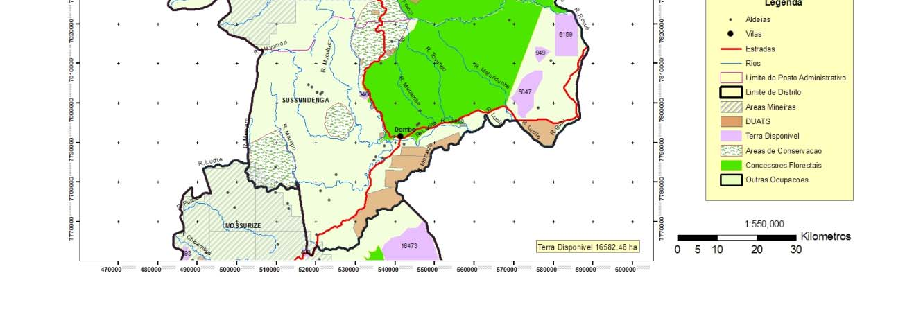 A equpe analizou os croquis de ocupação de terra do distrito de Sussudenga disponivel nos Serviços Distritais de Actividade Econónica de Sussudenga.