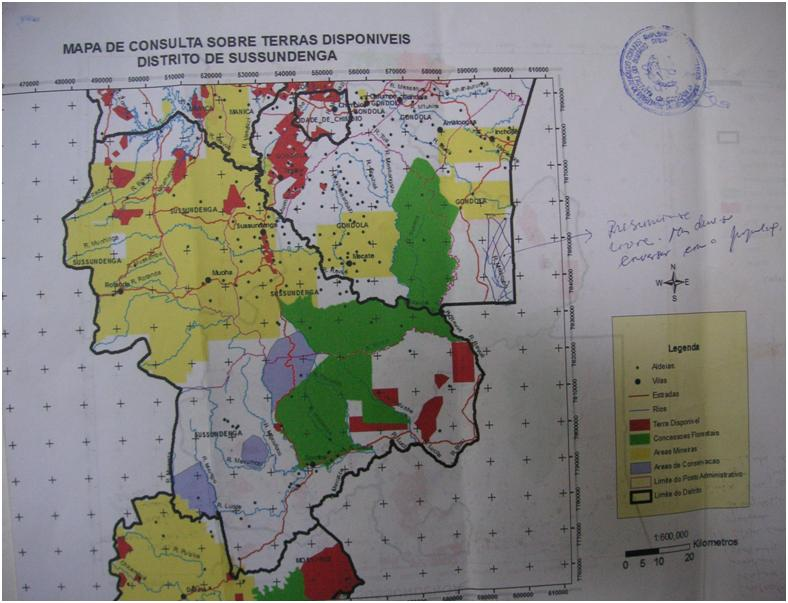 7.2 Mapas de consulta com as observações do uso actual de terra das áreas consideradas liveres e/ou novas áreas