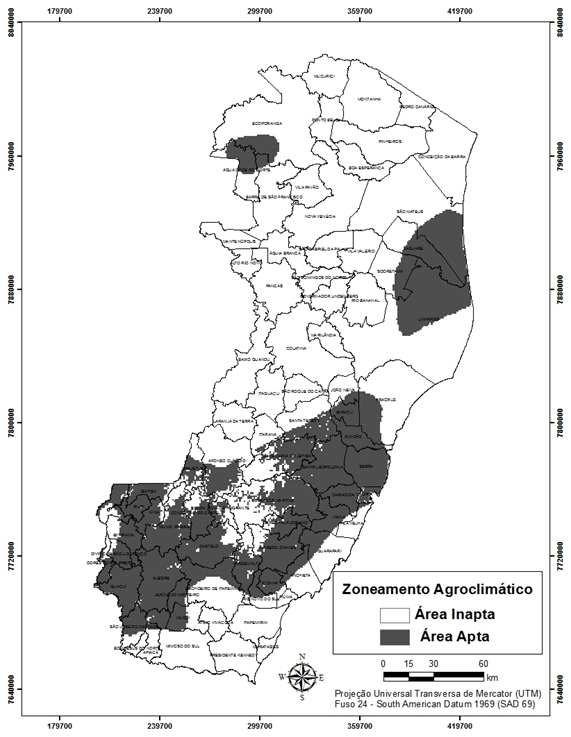 Figura 5 - Zoneamento climático para Hymenaea courbaril no Estado do Espírito Santo.