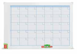 PLANNINGS 78445 Planning magnético impresso mensal Planning impresso com o mês e com os dias enquadrados em branco com linhas para anotações.