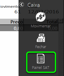 2. Acesse o botão "Painel SAT" Essa opção exibirá o painel do SAT