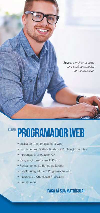 EXCEL VBA - 30h 19/10 a 28/10 seg ter qua qui sex 19h às 22h Pré-requisitos: 16 anos/ 2º ano do Ensino Médio/ recursos avançados do Excel Investimento: R$ 330,00 em até 6 x R$ 55,00 PROGRAMAÇÃO PARA