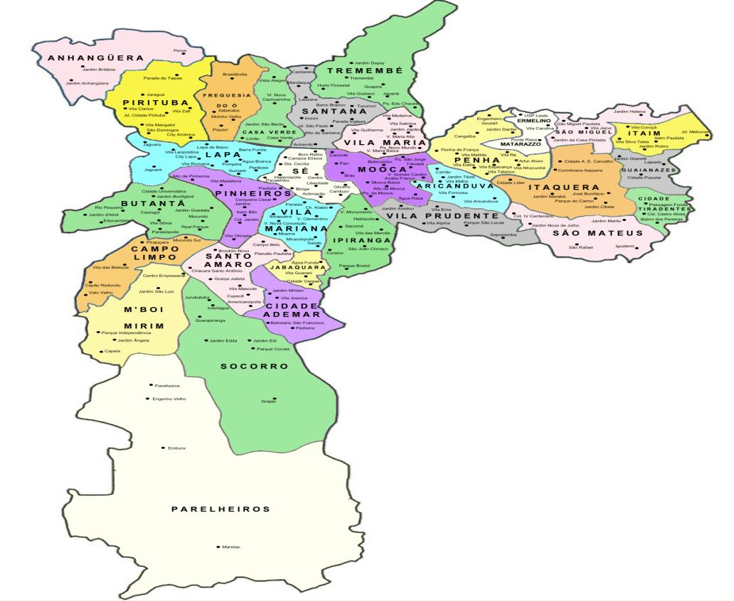 algumas regiões da cidade de São Paulo e que poderá auxiliar na verificação da