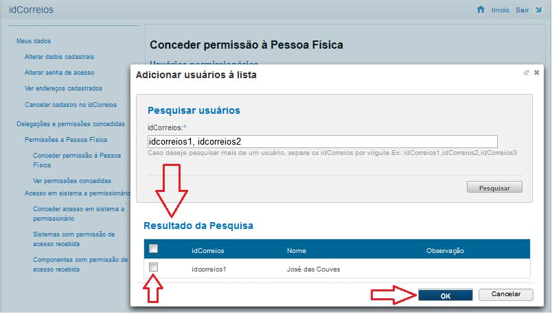 5. Após clicar no botão pesquisar, indicado anteriormente, a aplicação apresentará uma listagem com o resultado da pesquisa.