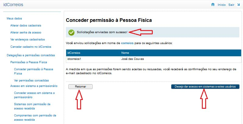 nome de uma determinada Pessoa Jurídica e dando instruções para aceitar a solicitação ou rejeitá-la. (imagem 7).