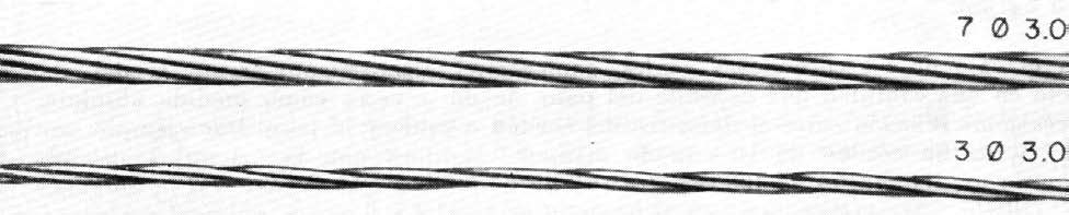 Figura 2: Cordoalhas de 3 e 7 fios ricano P. A. Jackson, cuja patente foi registrada em 1872. Tratava-se de um sistema de passar hastes de ferro através de blocos e de apertálos com porcas.