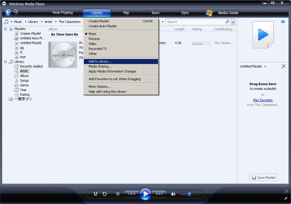 Adicionar arquivos de música e imagens que estão armazenados em outro local do computador ou na rede 1 Selecione Iniciar > Todos os programas > Windows Media Player para executar o programa