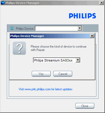 2 Execute o Gerenciador de Dispositivo Philips em Iniciar >