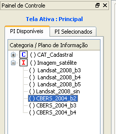 Para visualizar a imagem na tela do SPRING, clicar sobre a banda 2 e em B, banda 3 e em R e