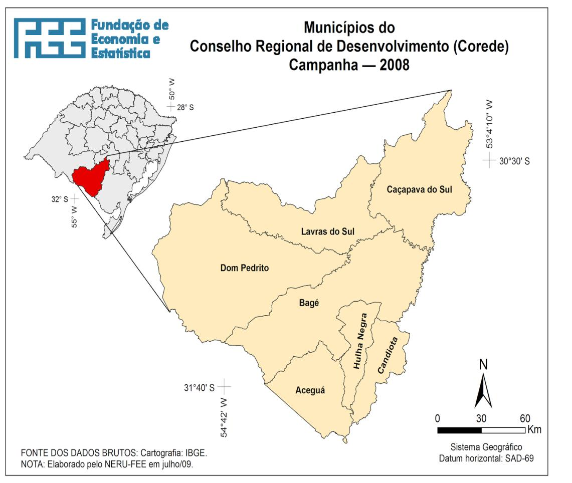 Mapa dos municípios integrantes do