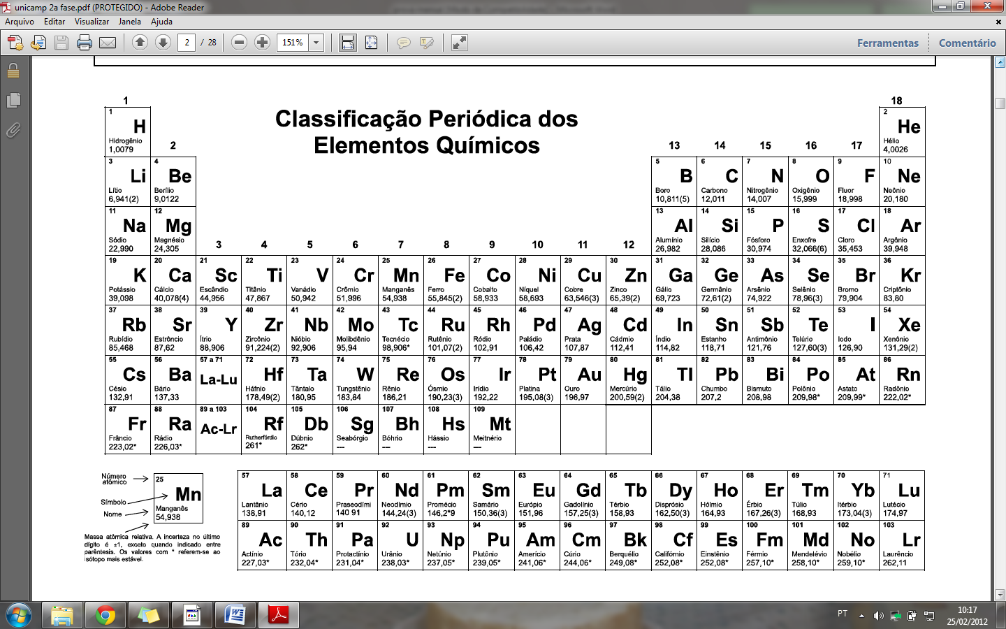 Química Avaliação Mensal 3 os anos Décio e Vivian mar/12 Nome: Nº: Turma: GABARITO PROVA MENSAL 1º BIMESTRE 1.