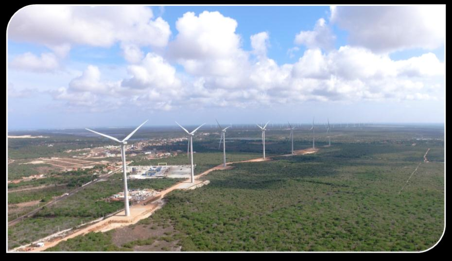 PROJETO EÓLICO EM CONSTRUÇÃO: Complexo Eólico Santa Mônica Total 4 parques Descrição do projeto O Complexo Eólico Santa Mônica, situado ao lado do Complexo Eólico Trairi, teve 46,0 MW médios