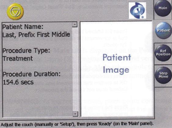 21: Painéis de controlo do posicionamento: A- dados sobre o tratamento do doente; B- dados relativos à posição da mesa de tratamento.