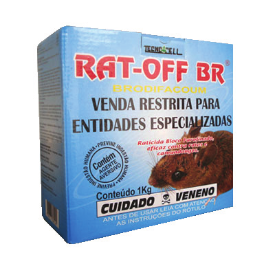 DDVP TECNOCELL (Diclórvos) Inseticida Organofosforado, Concentrado Emulsionável, Diclorvós 100% RAT-OFF BR Raticida Brodifacum 0,005%, blocos parafinados