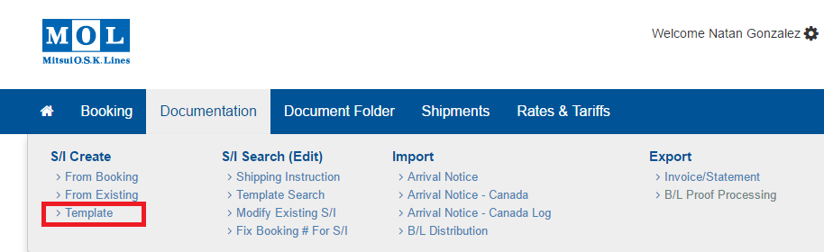 19 1.3 Criar um modelo de draft Na opção Documentation selecione Template.