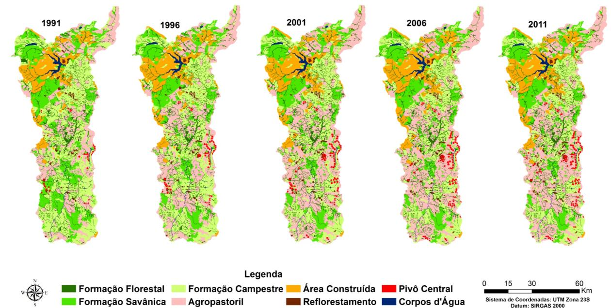 4. Resultados e Discussão Observou-se que dentre os usos antrópicos, destaca-se as atividades agropastoris, que apresentou a maior extensão de cobertura, mostrando ser um uso potencial na modificação