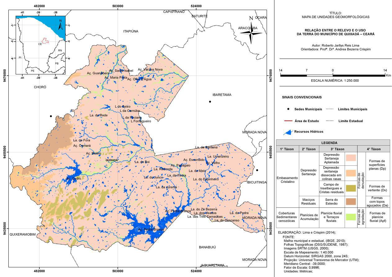 Relação entre o Relevo e o Uso da Terra do Município de Quixadá Ceará Figura 5 Mapa de Unidades