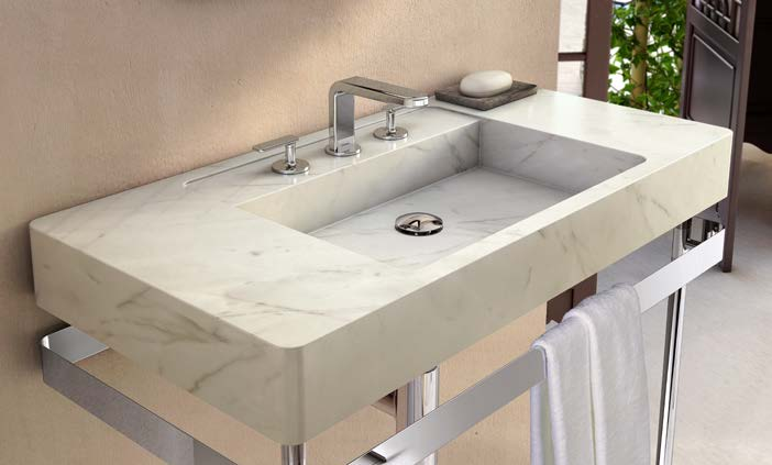 furo/without hole lavatório em mármore - Techno S2 Full marble washbasin - Techno S2 Full 3700041-Pxx 1 furo/1 hole lavatório em mármore - Techno S2 Full marble washbasin - Techno S2 Full 3700042-Pxx