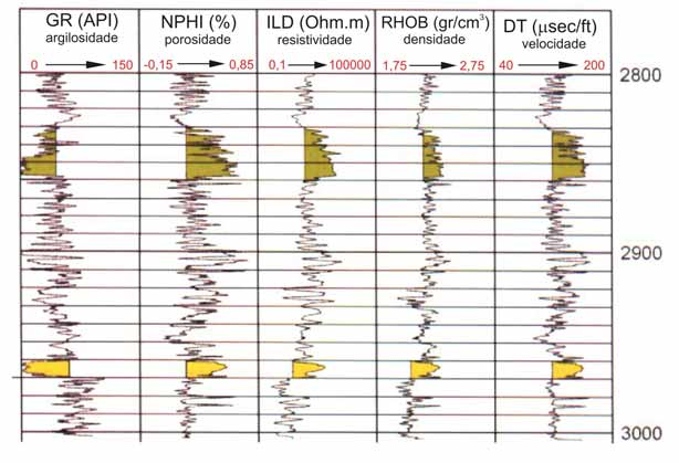 Já no que diz respeito ao perfil Neutrônico (NPHI), os perfis mais antigos medem a quantidade de raios gama de captura após excitação artificial através de bombardeio dirigido de nêutrons rápidos.