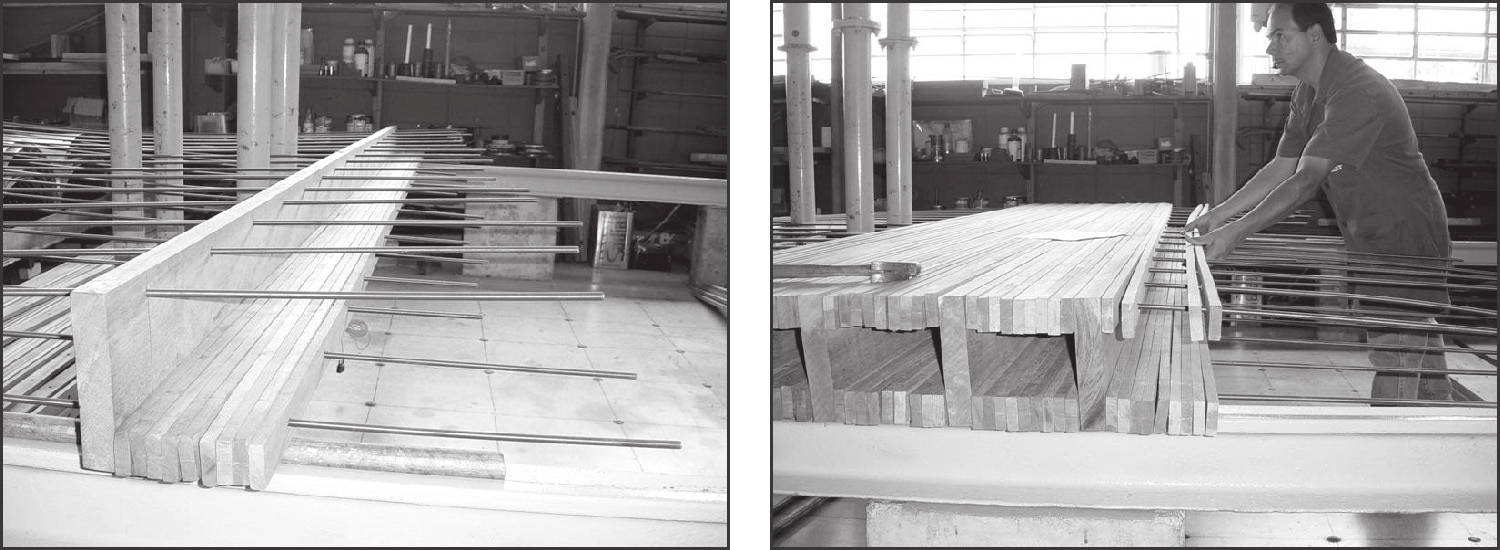 158 GÓES, DIAS & CALIL Na fase preliminar, todas as peças de madeira já serradas nas corretas dimensões foram preparadas para o início dos trabalhos.
