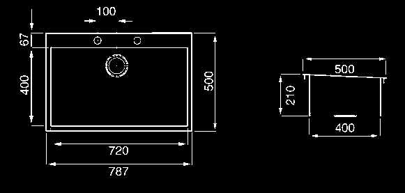 3 1/2 Comando para válvula 890,00 E Cubas com cantos 90º 1 cuba: 72x42 cm