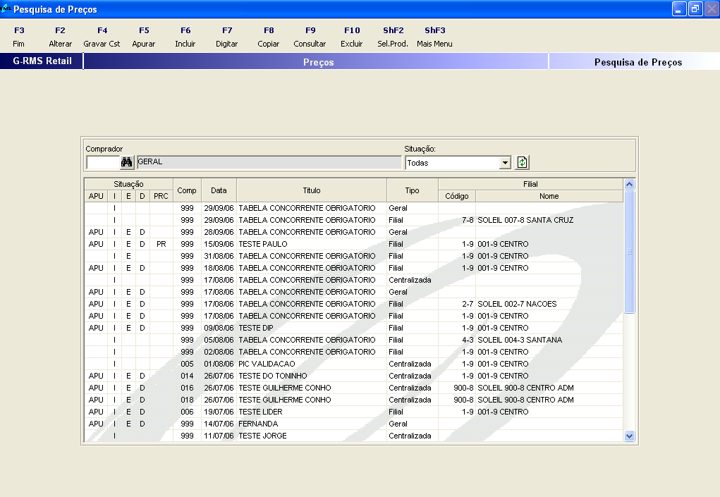 A função <CTF2 Importa Pesq.> faz a importação dos Arquivos Q, no mesmo programa é feito a importação da pesquisa através da função <CTF3 Exporta Pesq.