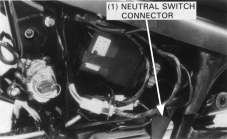 VT600C INSTRUMENTOS/INTERRUPTORES INTERRUPTOR DO PONTO MORTO Remova a tampa lateral esquerda e desacople o conector preto (2P).