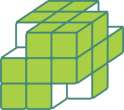23. Colando 27 cubinhos brancos, Maria montou um cubo e pintou a sua superfície de verde. Em seguida, retirou cubinhos de 4 cantos do cubo, conforme indicado na figura ao lado.