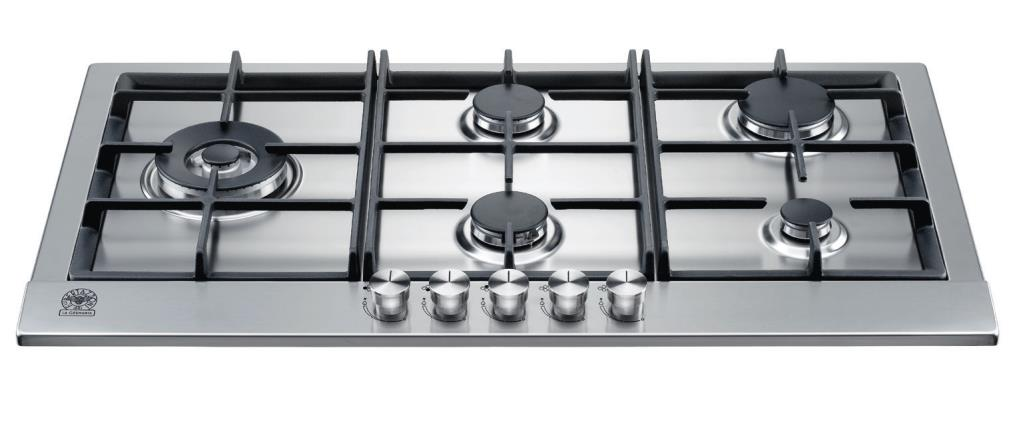 BERTAZZONI LA GERMANIA 90 - Fogão de Mesa com Painel de Controle Frontal Central P95LELX Duplo queimador lateral(1) Semirrápido(2) 86 x 51 cm 5 Queimadores a Gás com 1 queimador lateral multi chamas