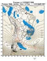 (23/03), litoral de Santa Catarina (24/03), e sobre o Oceano Atlântico em 40 S/35 W no dia 26/03, atingindo neste dia pressão de 990 hpa, divergência de