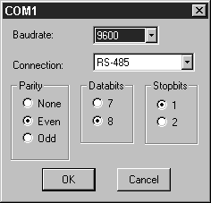 7 Programação Programar com o software de programação COM1: RS-485/RS-422 Selecionar a porta COM1-Port [RS-485/RS-422] e clicar com a tecla direita do mouse.