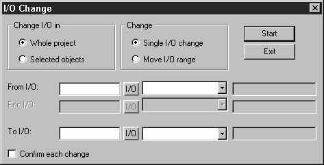 7 Programação Programar com o software de programação 7.4.13 Alteração /O Utilizando a função [/O change] é possível alterar /Os ou deslocar uma área /O completa.