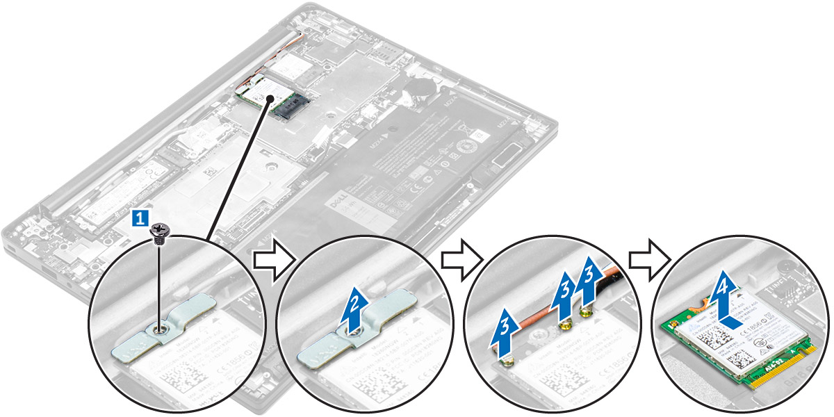 Como instalar a placa WWAN 1. Retire cuidadosamente a folha de alumínio até a linha de dobra. 2. Insira a placa WWAN no respectivo slot no computador. 3.