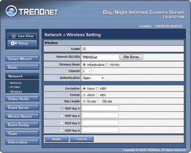 (O exemplo apresenta WPA2-PSK. Se sua rede wireless não suporta WPA, selecione open ou shared.