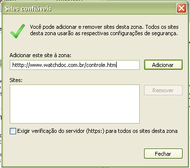 - Agora você deve clicar na aba Segurança e selecionar a opção Sites confiáveis", clique no botão