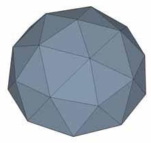 exemplo). O icosaedro de freqüência um é denominado de poliedro principal, e é a partir dele que se determinam as diversas geodésicas. Figura 7 Icosaedro de freqüências de 1 a 4 (Lotufo & Lopes s.d.). O icosaedro foi escolhido por Buckminster Fuller como base para seus estudos sobre a geodésica e pode ser considerado o mais esférico dos poliedros regulares (Lotufo & Lopes s.