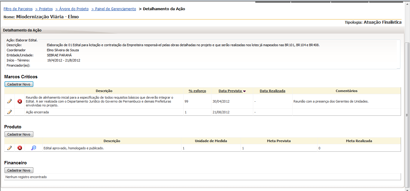 Para cadastrar os recursos