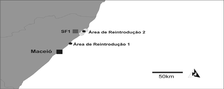 Figura 05: Mapa dos peixes-bois marinho ALDO e NINA com todos os registros de localizações, compreendendo sua Área de Vida, com indicação dos Sítios de Fidelidade.
