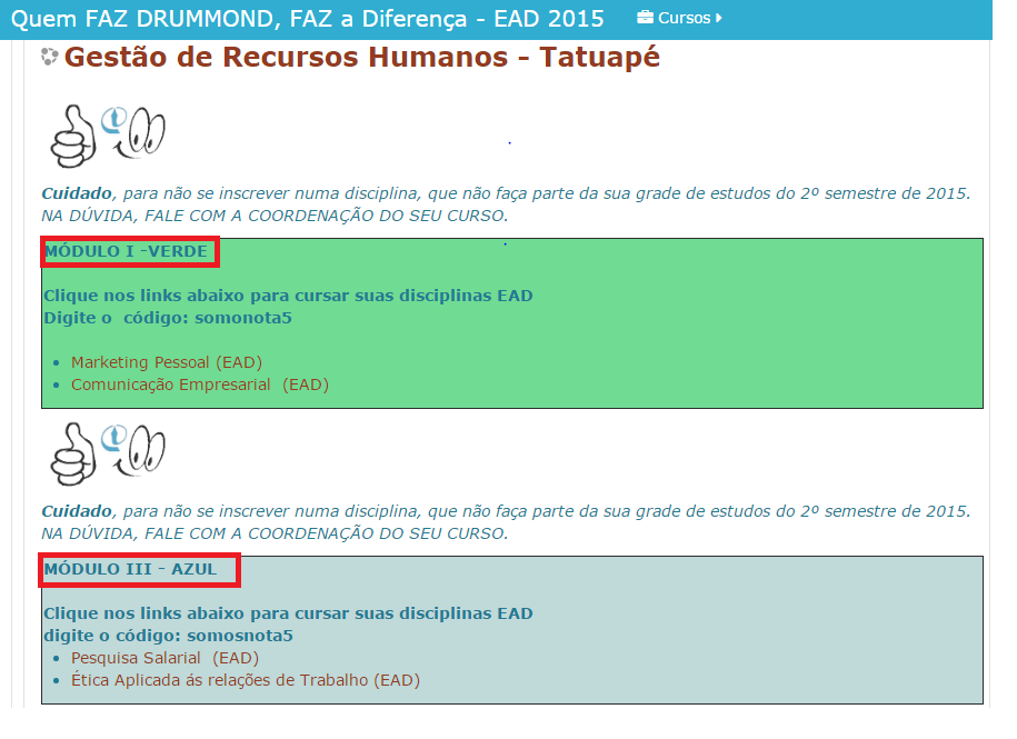 Figura 12 Portal EAD FCDA Depois de indicar a unidade, o aluno