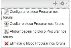 Ícones dos Tópicos Ocultar/Mostrar Tópico atual Ícones para edição de Blocos Mover Configuração Ocultar/Mostrar Atribuir papeis Apagar Alguns blocos não apresentam qualquer ícone, pois não podem ser