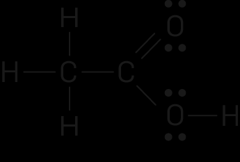 2014 2F. A molécula de CH 3 COOH pode ser representada através da notação de Lewis por A molécula de CH 3 COOH apresenta, no total, (A) 24 eletrões de valência. (B) 16 eletrões de valência.