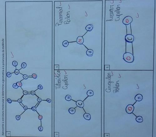 estruturas moleculares que se repetiam por apresentarem, também, com os pares de elétrons não compartilhados),